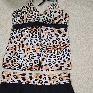 NWOT-Leopard Print Halter Top and Skirt Set
